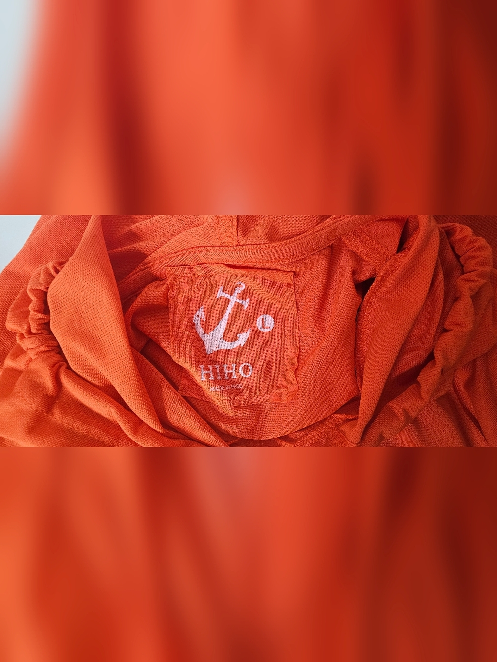 HIHO Sun Shield Performance Hoodie Mens Large Orange Sail Surf Anchor UV Shirt - Picture 6 of 8